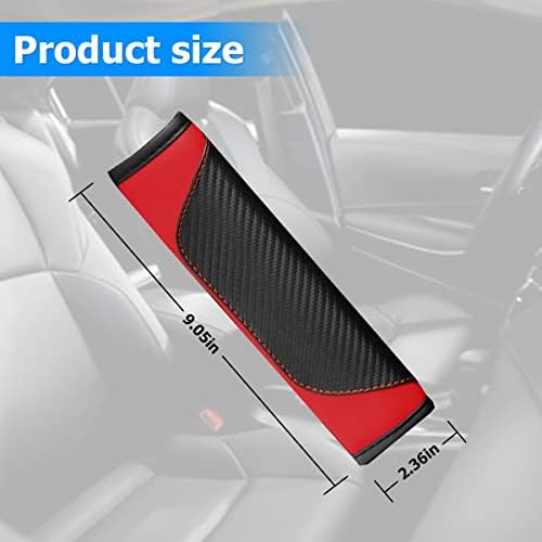 AUCELI 2PCS Carbon Fiber Car Seat Belt Cover, Breathable Leather - Image 2