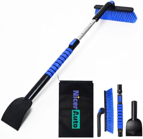 45" Car Snow Brush & Ice Scraper, Extendable Snow Removal by NicerAuto