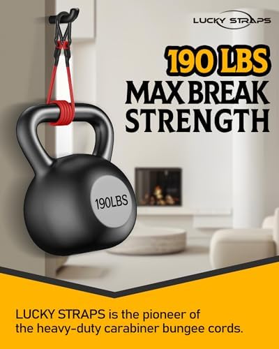 8 Pack 18" Carabiner Bungee Cords Heavy Duty Outdoor, 190 Lb Break Strength - Image 2
