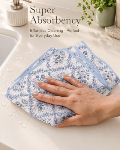 Miss Adola 2pcs Double-Sided Microfiber Kitchen Towels, Toile Elegance - Image 3