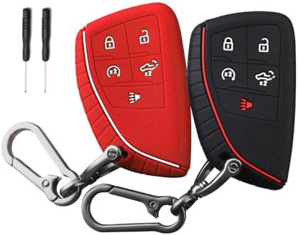 QBUC 2 Pcs Key Fob Cover for Chevy, 5 Buttons Silicone by QBUC