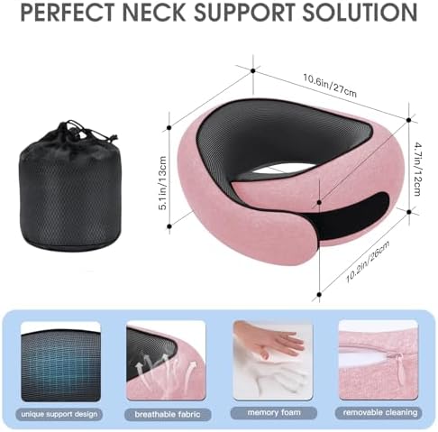 Neck Travel Pillows for Airplanes Memory Foam Neck Comfort Pillow Compact - Image 2