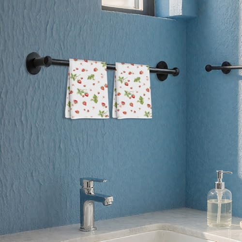 Blue Leaves 2 Pcs Artistic Strawberry Kitchen Towels Tea Towel - Image 4