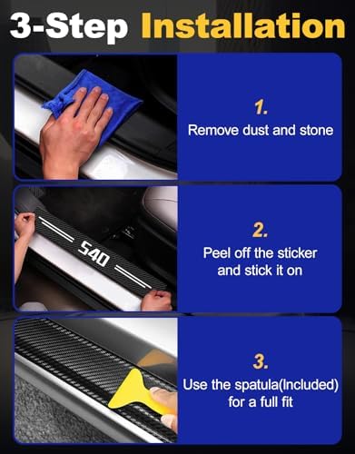 Door Sill Protectors for 5-Serie 540i, Carbon Fiber Leather Front/Rear Door - Image 4