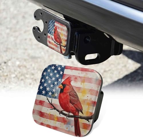 2 Inch Watercolor Cardinal American Flag Trailer Hitch Cover Rubber Receiver by Unknown