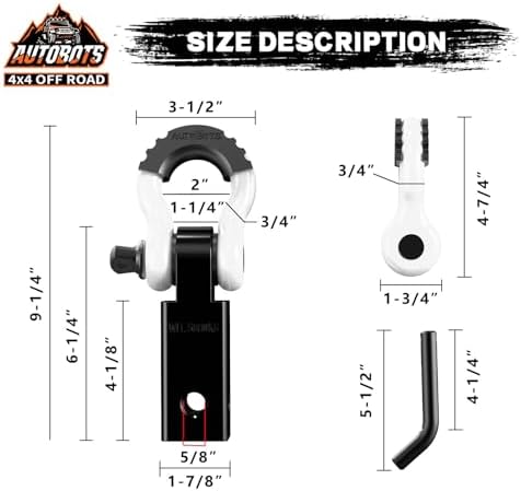 AUTOBOTS Tow Hitch Receiver 2" Shackle Hitch Receiver White - Image 4