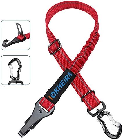 IOKHEIRA Dog Seatbelt, Updated Dog Seat Belt, Reflective Bungee Dog Car Harness by IOKHEIRA