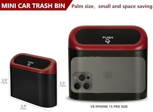Ginsco Mini Car Trash Can with Lid, Small Car Garbage Can, Cute Leakproof ABS - Image 2