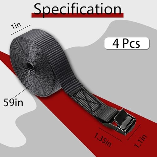 Lashing Straps with Buckles, 1 Inch × 5 Feet, Cargo Tie-Down Strap - Image 5