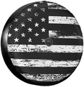 Black White Retro American Flag Spare Tire Cover by Unknown