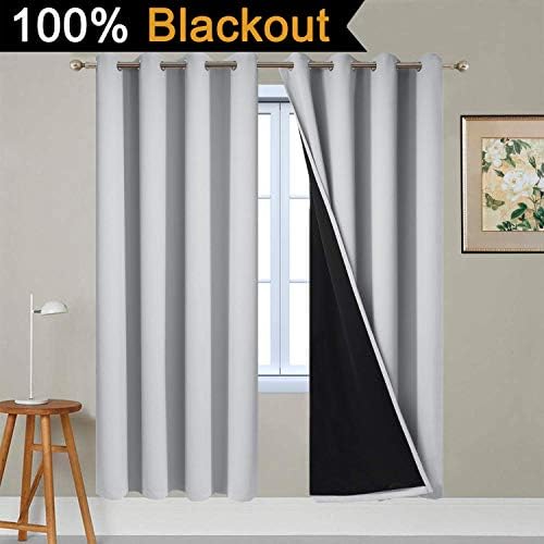 Yakamok Light Grey 100% Blackout Curtains 72 Inches Long 52" Wide 2 Panel - Image 2