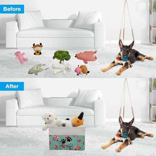 Collapsible Dog Toy Basket Foldable Dog Toy Box Bin - Image 4