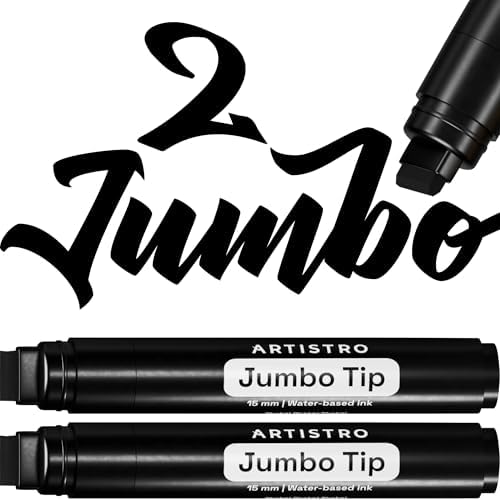 ARTISTRO Black Acrylic Paint Markers - 15mm Jumbo-Tip - Set of 2 by ARTISTRO