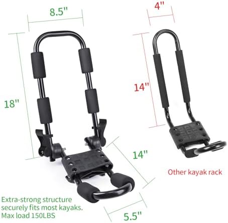 Leader Accessories Folding Kayak Roof Rack 4 PCS/Set, J Bar - Image 3