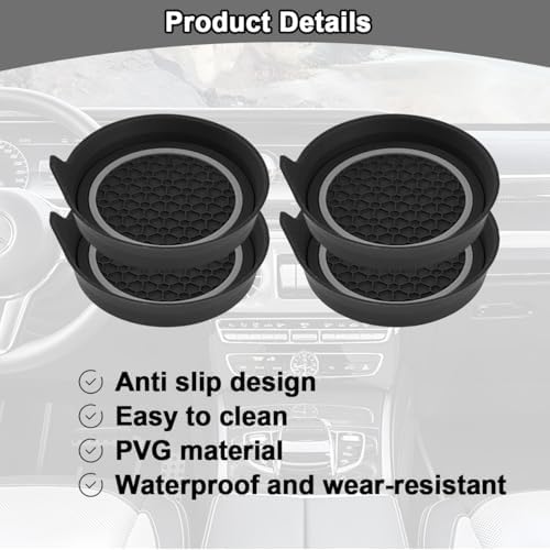 HZEL Car Cup Holder Coasters, Recessed Automotive Drink Mat Decoration - Image 3