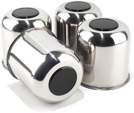 4Pcs 4.25" Stainless Trailer Wheel Center Caps, 4.29" H Chrome by DEWFLEW