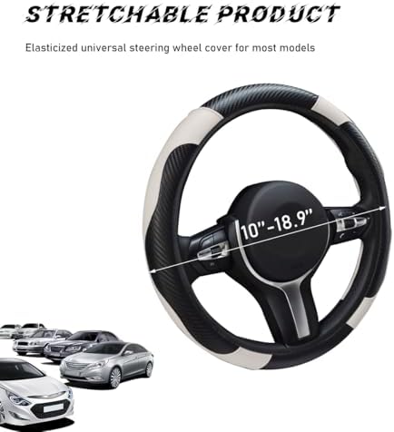 povtii Car Steering Wheel Cover, 15 Inch Leather Breathable Auto Steering Wheel - Image 2