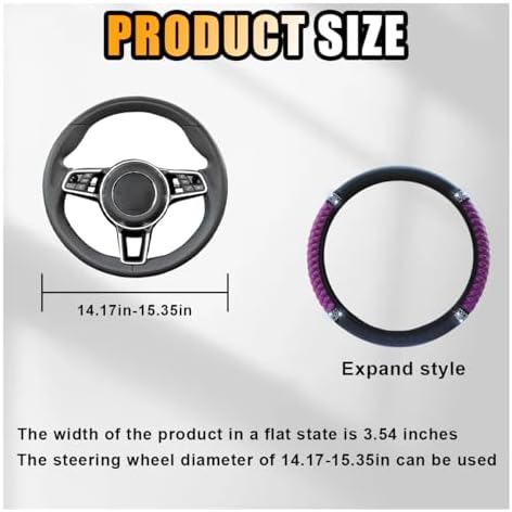 JOYCOURT 15 Inch Bling Soft Leather Car Steering Wheel Cover - Image 2