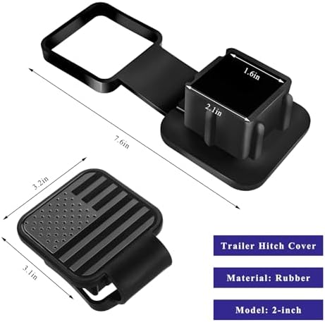 2 Inch Rubber Trailer Hitch Cover, Dustproof American Flag Hitch Cover Tube - Image 2