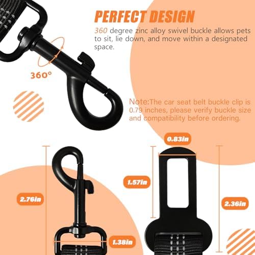 IBWell Dog Seat Belt, 3 Piece Set Retractable Dog Car Harness Adjustable Dog - Image 5