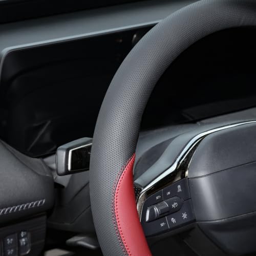Valleycomfy Microfiber Leather Steering Wheel Cover 14.5"-15" Wine red - Image 6