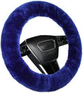 Blue Fuzzy Sheepskin Car Steering Wheel Cover by OGLAND