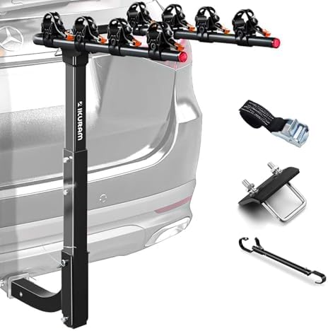 IKURAM R 4 Bike Hitch Mount Foldable Bicycle Carrier, Fits 2" Receiver by IKURAMR