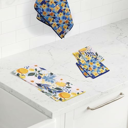 Ritz Waffle Microfiber Kitchen Towel 2pc Set – Ditzy and Flowers – Citrus & - Image 5