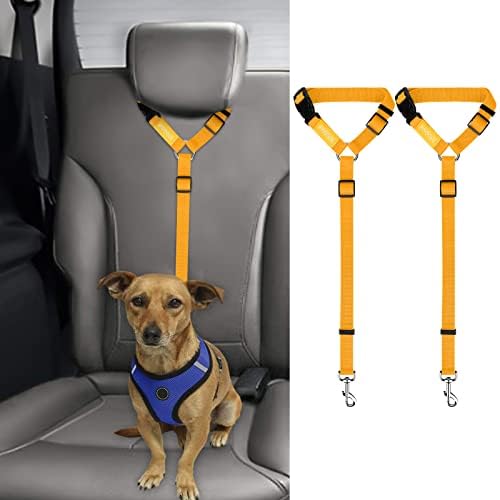 BWOGUE 2 Pack Dog Seat Belt for Car, Nylon Headrest Restraint by BWOGUEPetHome