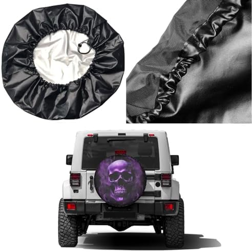 Purple Skull Printed Spare Tire Cover Dust-Proof Wheel Tire Cover Fit Trailer - Image 5