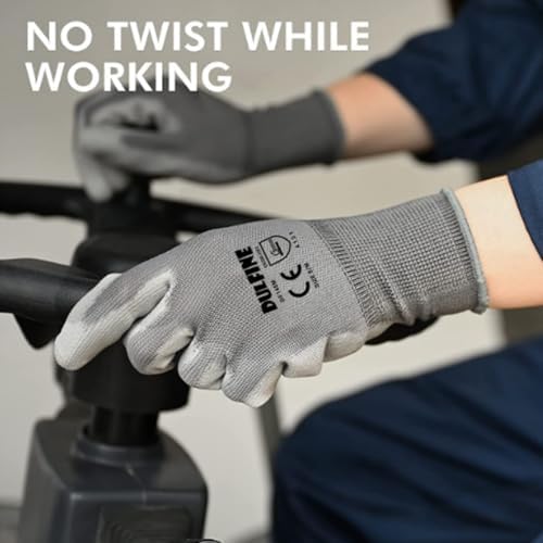 DULFINE Safety Work Gloves for Men 60 Pairs, Ultra-Thin PU Coated Grey XXL - Image 5