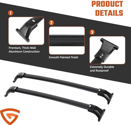 Roof Rack Cross Bars Heavy Duty All-Metal Aluminum Crossbar Luggage - Image 3