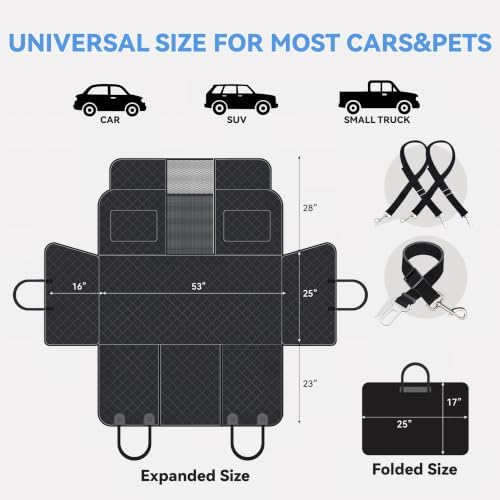 High Barrier Dog Car Seat Cover, Waterproof Back Seat Extender - Image 6