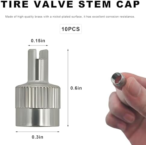 10 PCS Tire Valve Stem Caps, Nickel-Plated Metal Tyre Dust Caps - Image 2