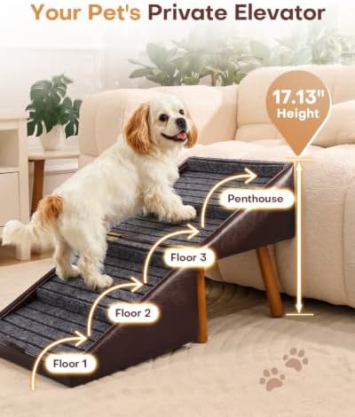 Dog Stairs for Couch Ottoman Dog Steps Faux Leather - Image 5