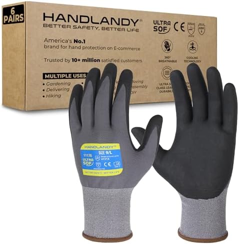 HANDLANDY 6 Pairs Safety Work Gloves by HANDLANDY