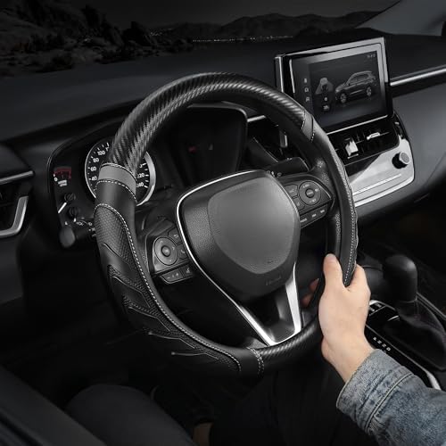 West Llama Carbon Fiber Leather Steering Wheel Cover - Image 4