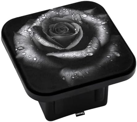 Swono Rose Trailer Hitch Cover Retro Bouquet Water Drop Black Rose Flowers by Swono