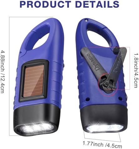 Mudder 4 Pack Hand Crank Solar Flashlight LED Emergency - Image 2