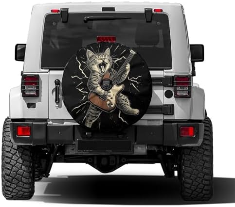 Delerain Cat Playing Guitar Spare Tire Cover by Delerain