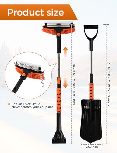 41" Extendable Ice Scrapers for Car Windshield 2-in-1 Snow Brush for Car Snow - Image 4