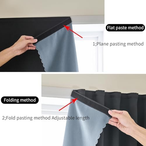 AJAZZ 100% Black Out Curtains Adhesive Blackout Temporary Curtain No Drilling - Image 5