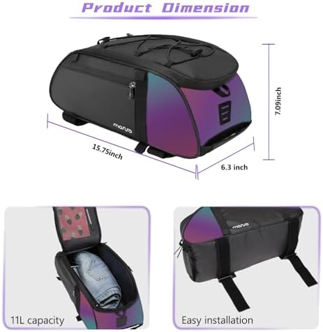 MOSISO Bike Rack Bag with Dazzle Tail, Bicycle Rear Rack Trunk Bag - Image 3