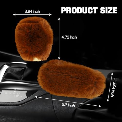 Hovom 2PCS Fluffy Car Gear Shift Knob Cover & Handbrake Cover - Image 2