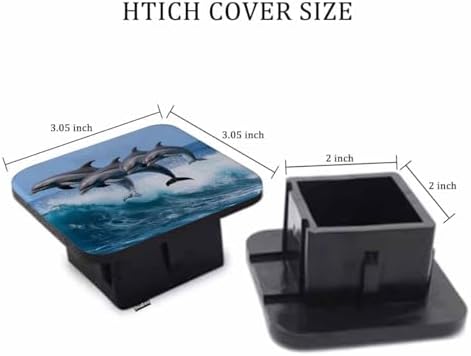 Dolphin Trailer Hitch Covers for Trucks, Ocean Sea Wildlife Dolphins Jumping - Image 2