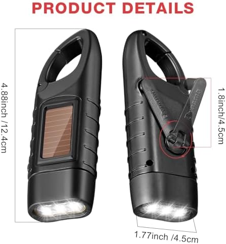 Mudder 4 Pack Hand Crank Solar Flashlight LED Emergency - Image 2