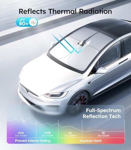 Wigoo for Tesla Model X Windshield Sunshade, Keeps Cool, OEM Design - Image 3