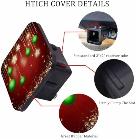 Christmas Car Towing Hitch Covers Blur Christmas Ball Stars Sparkle 2" Receiver - Image 3
