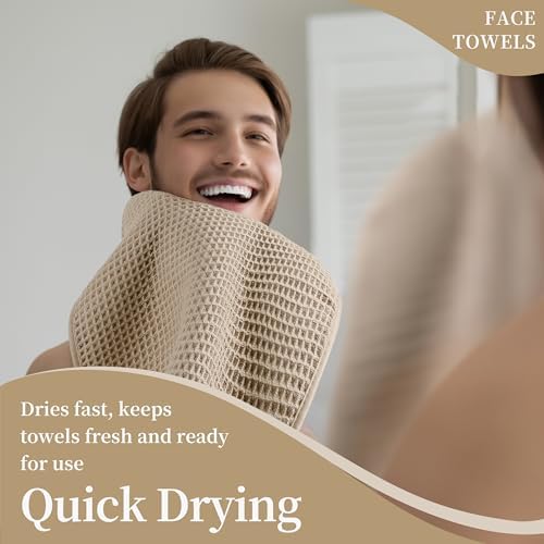 Microfiber Waffle Face Towels, 2 Pieces, Fast Drying, Lint Free 430 GSM - Image 5