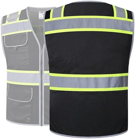 JKSafety Hi-Vis Unisex Surveyor Safety Vest Heavy Duty PPE Inner Pockets - Image 2